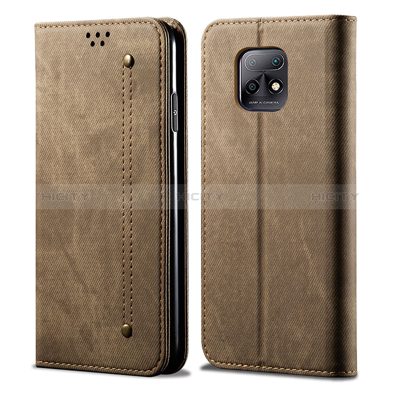 Custodia Portafoglio In stoffa con Supporto B01S per Xiaomi Redmi 10X Pro 5G Khaki