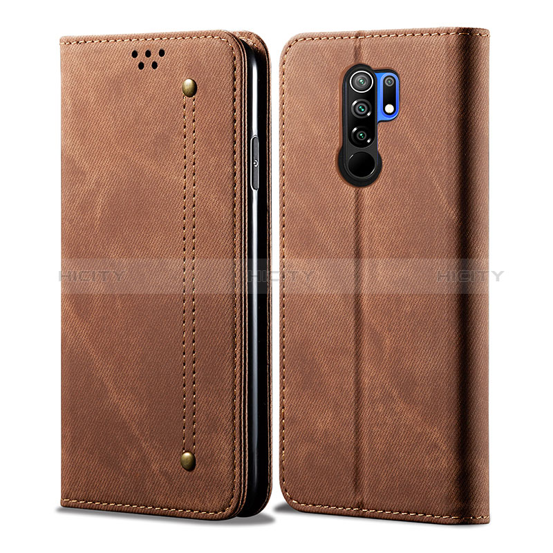 Custodia Portafoglio In stoffa con Supporto B01S per Xiaomi Redmi 9 Prime India Marrone