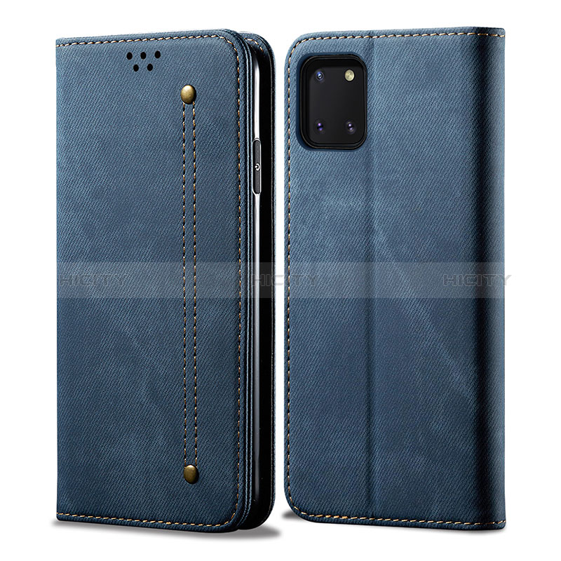 Custodia Portafoglio In stoffa con Supporto B02S per Samsung Galaxy Note 10 Lite Blu