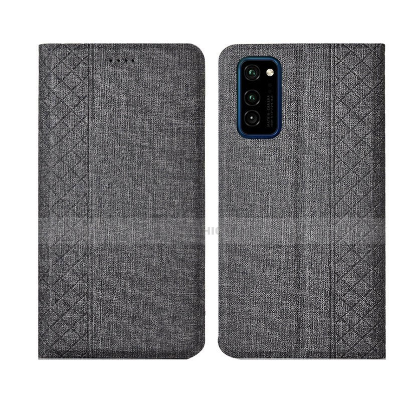 Custodia Portafoglio In stoffa con Supporto H01 per Huawei Honor View 30 Pro 5G Grigio