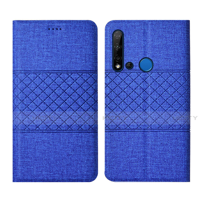 Custodia Portafoglio In stoffa con Supporto H01 per Huawei P20 Lite (2019) Blu