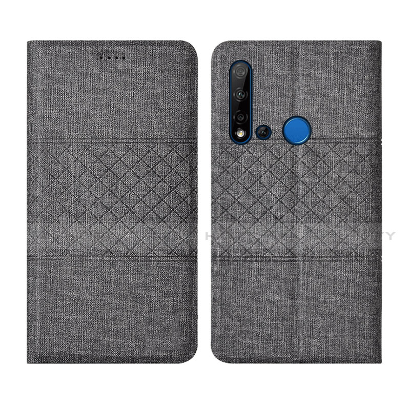 Custodia Portafoglio In stoffa con Supporto H01 per Huawei P20 Lite (2019) Grigio