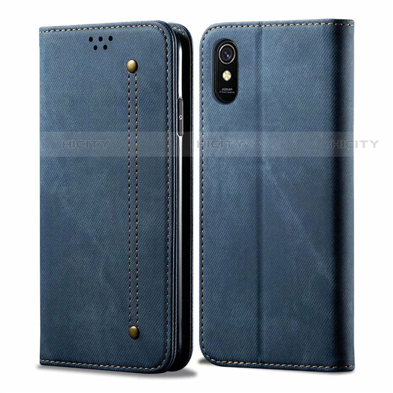 Custodia Portafoglio In stoffa con Supporto H01 per Xiaomi Redmi 9A Blu