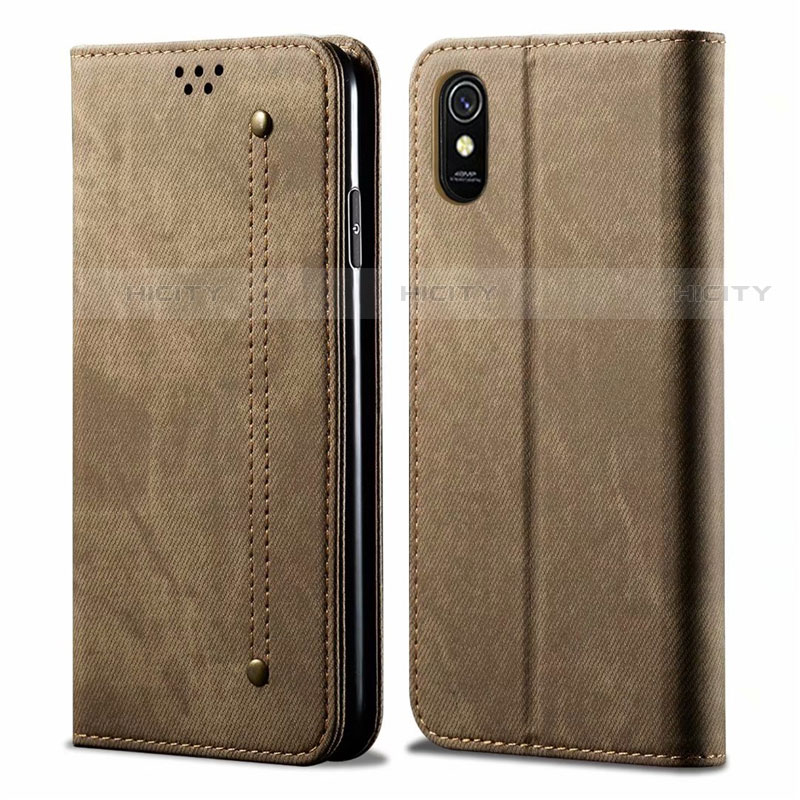 Custodia Portafoglio In stoffa con Supporto H01 per Xiaomi Redmi 9A Khaki