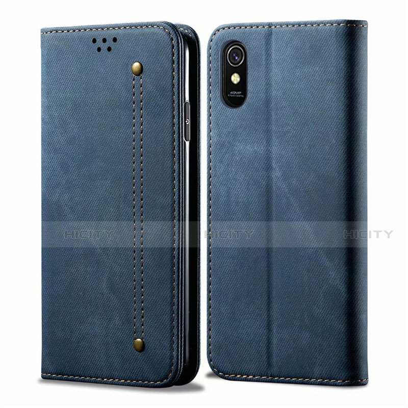 Custodia Portafoglio In stoffa con Supporto H01 per Xiaomi Redmi 9i Blu