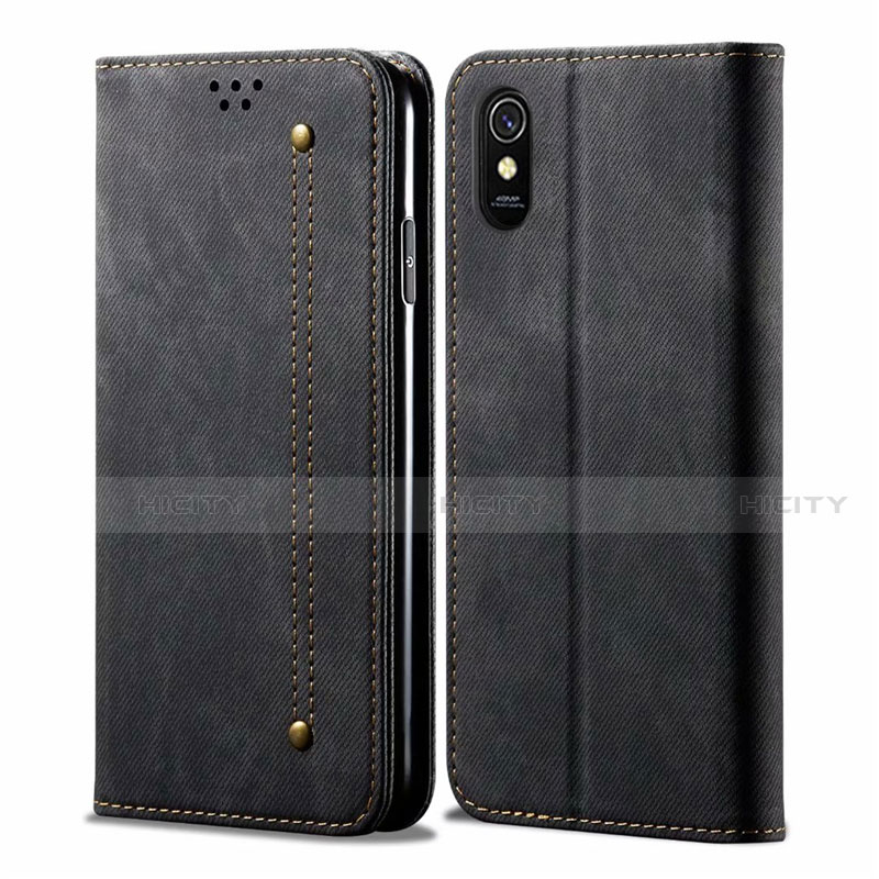 Custodia Portafoglio In stoffa con Supporto H01 per Xiaomi Redmi 9i Nero