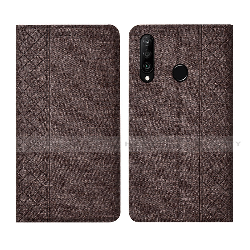 Custodia Portafoglio In stoffa con Supporto H02 per Huawei P30 Lite New Edition Marrone