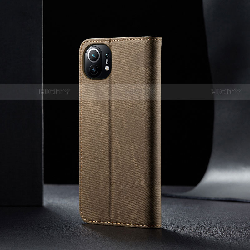 Custodia Portafoglio In stoffa con Supporto H02 per Xiaomi Mi 11 Lite 4G Khaki