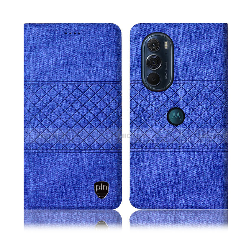 Custodia Portafoglio In stoffa con Supporto H12P per Motorola Moto Edge 30 Pro 5G Blu