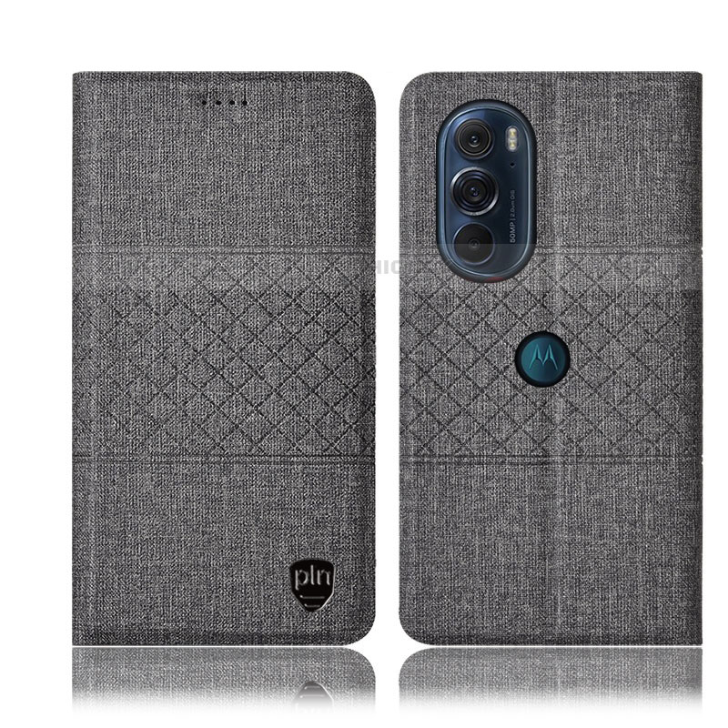 Custodia Portafoglio In stoffa con Supporto H12P per Motorola Moto Edge Plus (2022) 5G Grigio