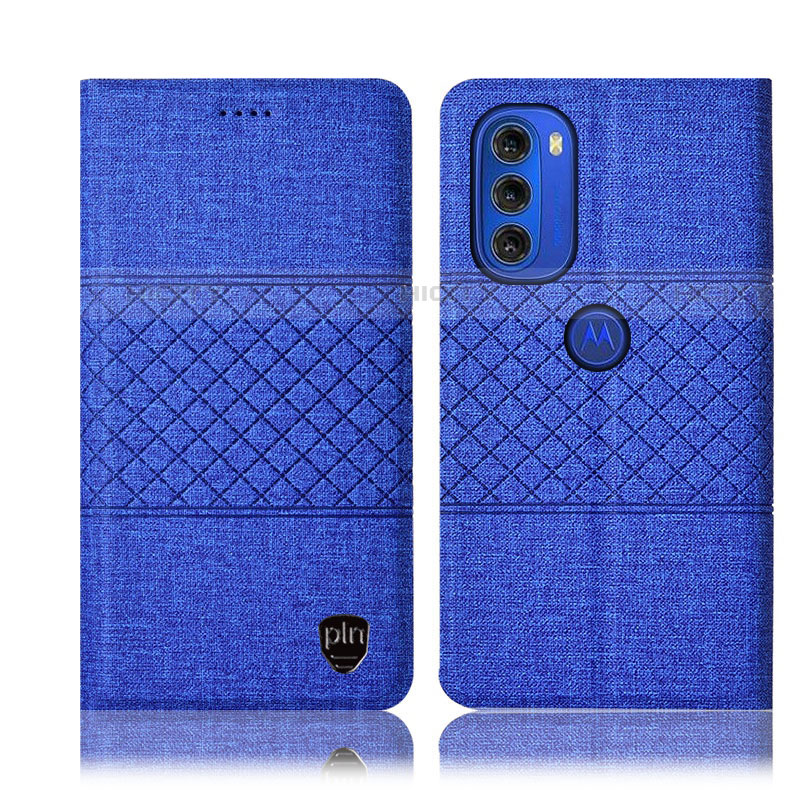 Custodia Portafoglio In stoffa con Supporto H12P per Motorola Moto G51 5G Blu