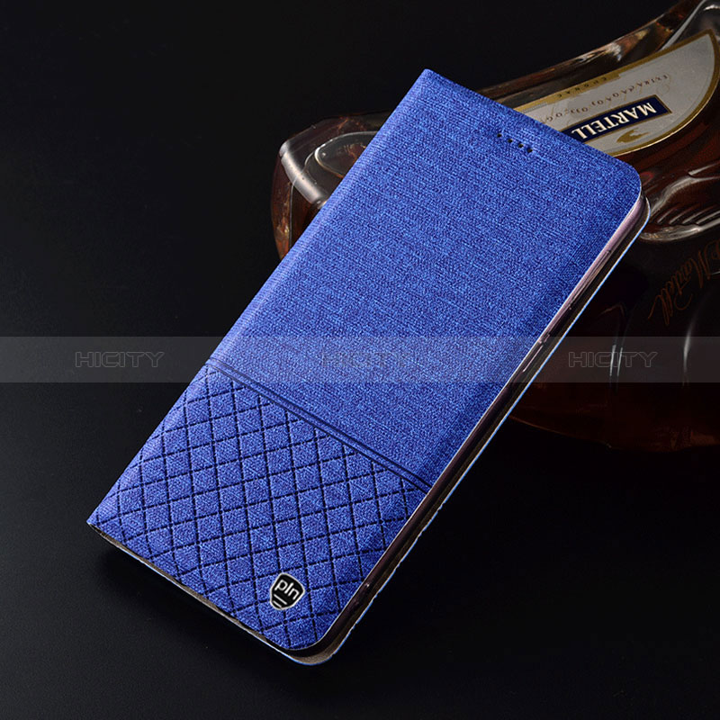 Custodia Portafoglio In stoffa con Supporto H12P per Xiaomi Redmi 9 Prime India Blu