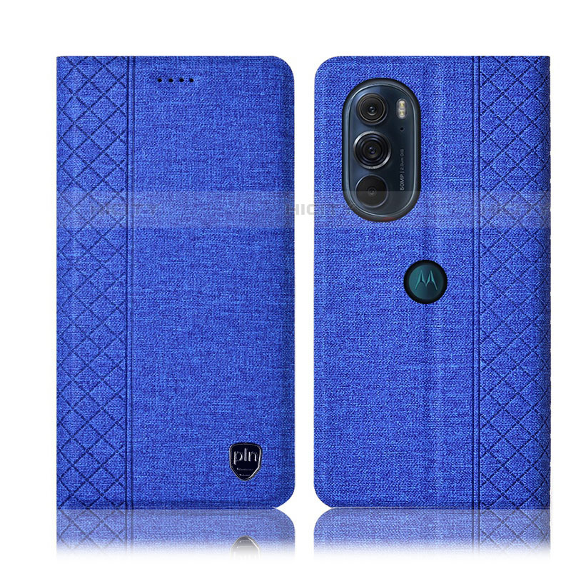 Custodia Portafoglio In stoffa con Supporto H13P per Motorola Moto Edge Plus (2022) 5G Blu