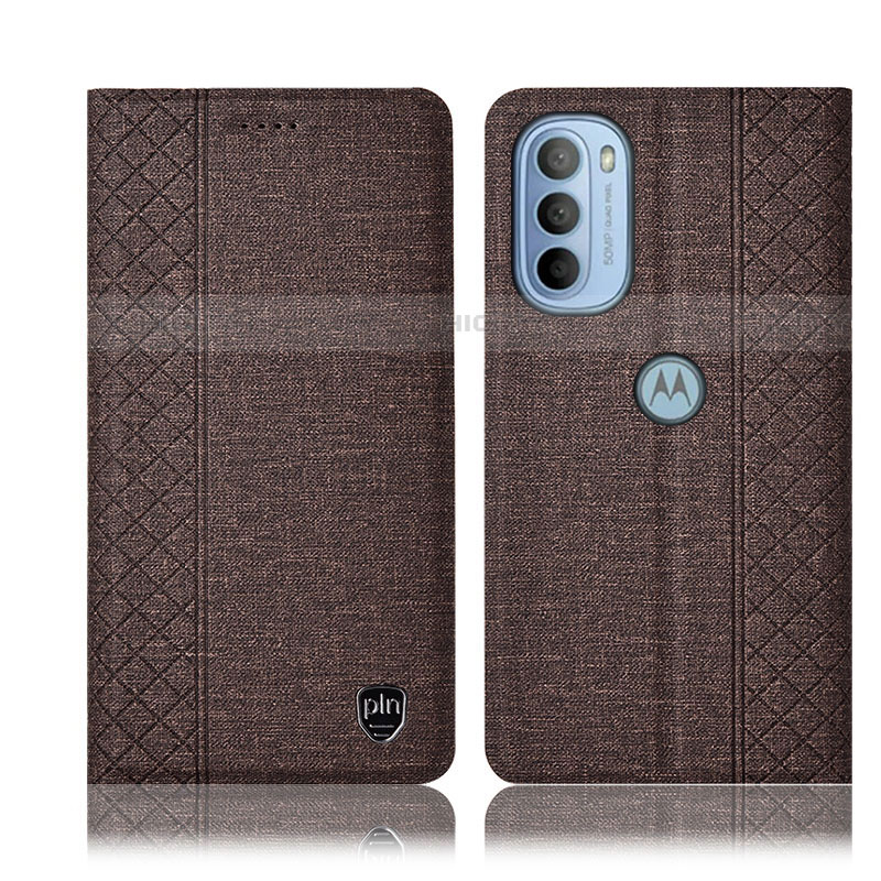 Custodia Portafoglio In stoffa con Supporto H13P per Motorola Moto G31 Marrone