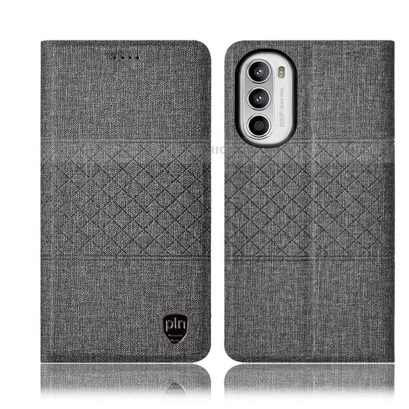 Custodia Portafoglio In stoffa con Supporto H14P per Motorola Moto Edge (2022) 5G Grigio