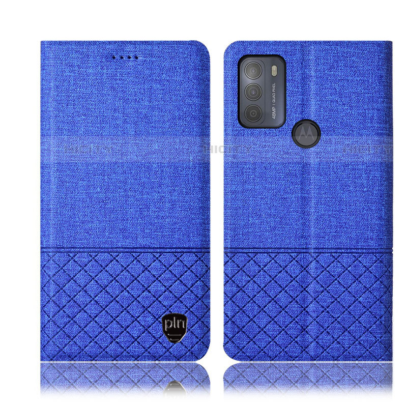 Custodia Portafoglio In stoffa con Supporto H14P per Motorola Moto G50 Blu