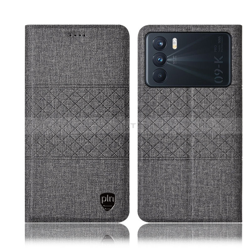 Custodia Portafoglio In stoffa con Supporto H14P per Oppo K9 Pro 5G Grigio