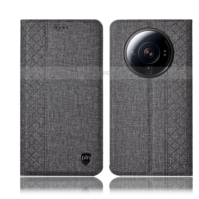 Custodia Portafoglio In stoffa con Supporto H14P per Xiaomi Mi 12 Ultra 5G Grigio