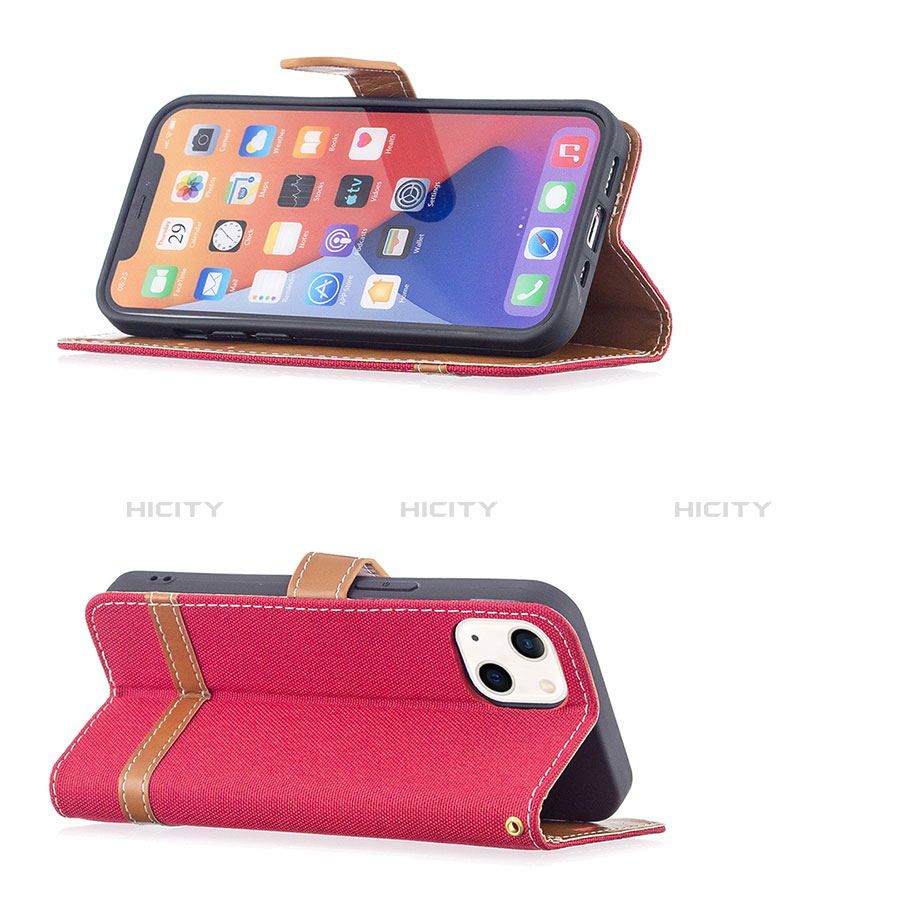 Custodia Portafoglio In stoffa con Supporto per Apple iPhone 13 Mini Rosso