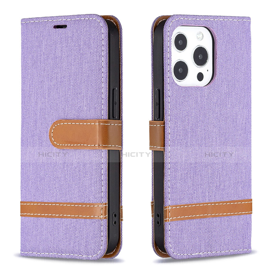 Custodia Portafoglio In stoffa con Supporto per Apple iPhone 13 Pro Max Viola