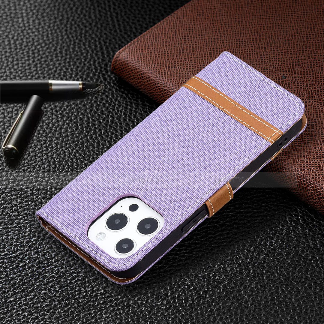 Custodia Portafoglio In stoffa con Supporto per Apple iPhone 13 Pro Viola