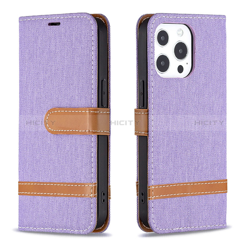 Custodia Portafoglio In stoffa con Supporto per Apple iPhone 14 Pro Max Viola