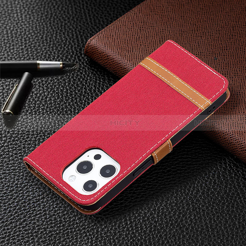 Custodia Portafoglio In stoffa con Supporto per Apple iPhone 14 Pro Rosso