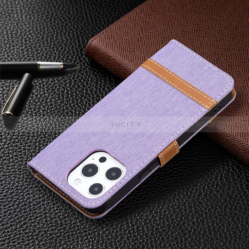 Custodia Portafoglio In stoffa con Supporto per Apple iPhone 14 Pro Viola