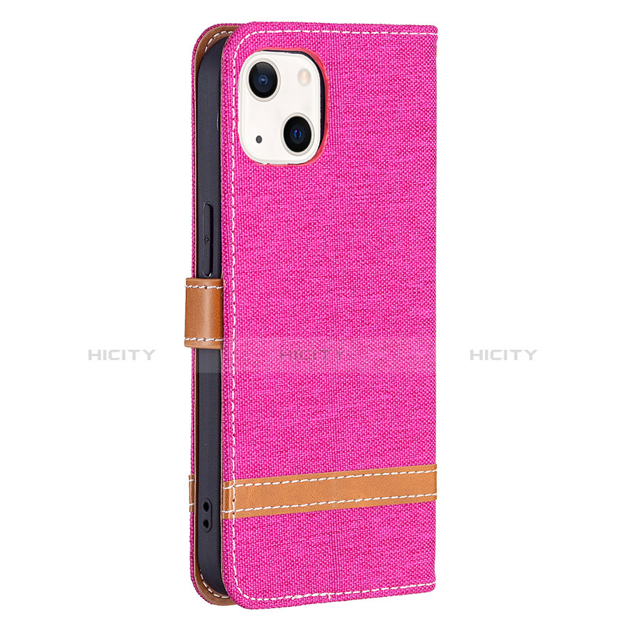 Custodia Portafoglio In stoffa con Supporto per Apple iPhone 14 Rosa Caldo