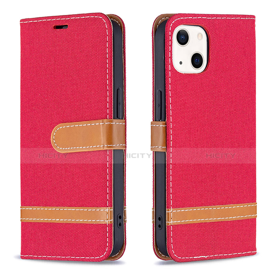 Custodia Portafoglio In stoffa con Supporto per Apple iPhone 14 Rosso