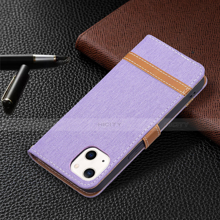 Custodia Portafoglio In stoffa con Supporto per Apple iPhone 14 Viola