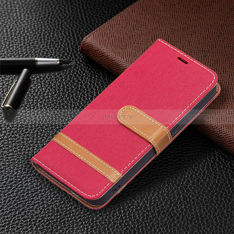 Custodia Portafoglio In stoffa con Supporto per Apple iPhone 15 Plus Rosso