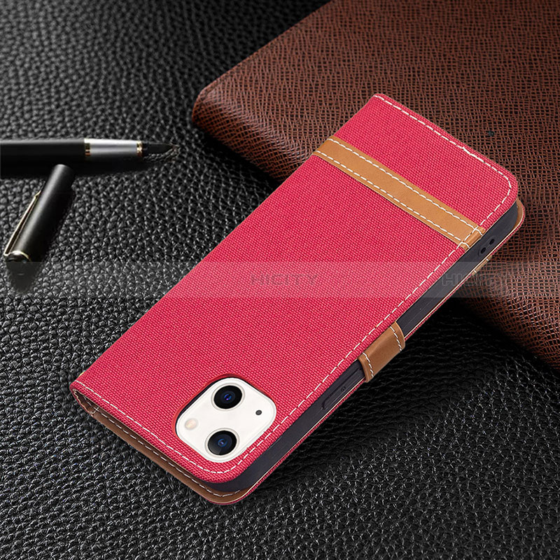 Custodia Portafoglio In stoffa con Supporto per Apple iPhone 15 Plus Rosso