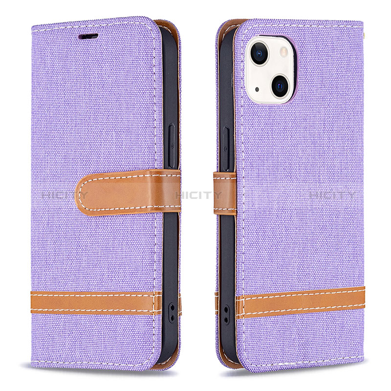 Custodia Portafoglio In stoffa con Supporto per Apple iPhone 15 Plus Viola