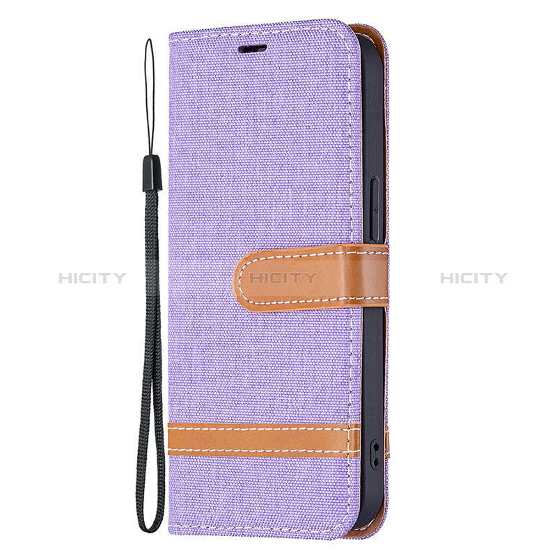 Custodia Portafoglio In stoffa con Supporto per Apple iPhone 15 Plus Viola