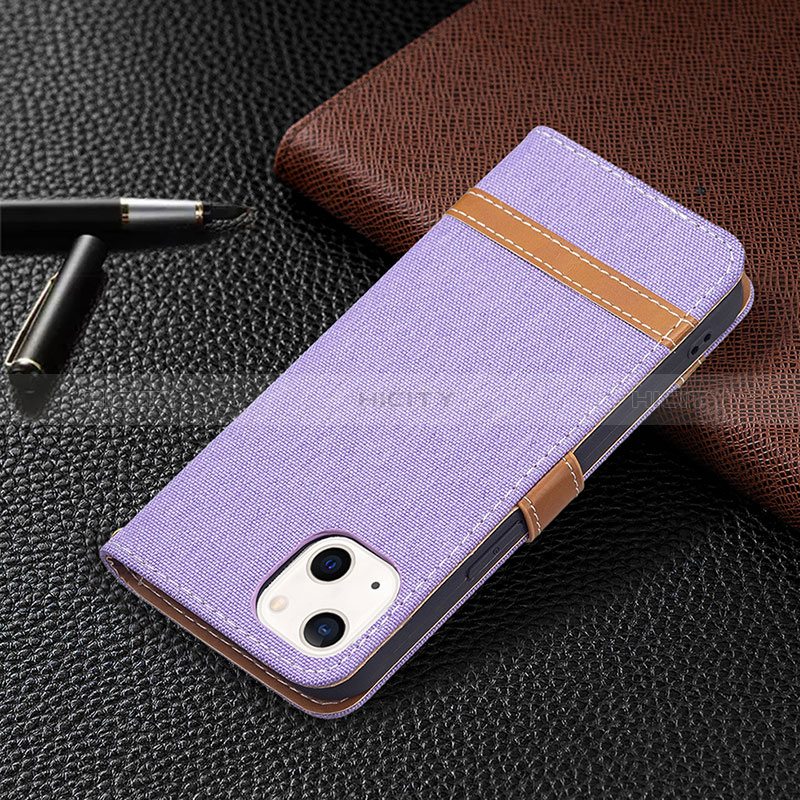 Custodia Portafoglio In stoffa con Supporto per Apple iPhone 15 Plus Viola