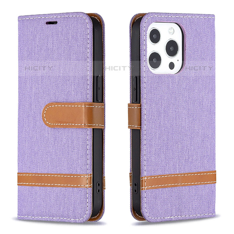 Custodia Portafoglio In stoffa con Supporto per Apple iPhone 15 Pro Max Viola