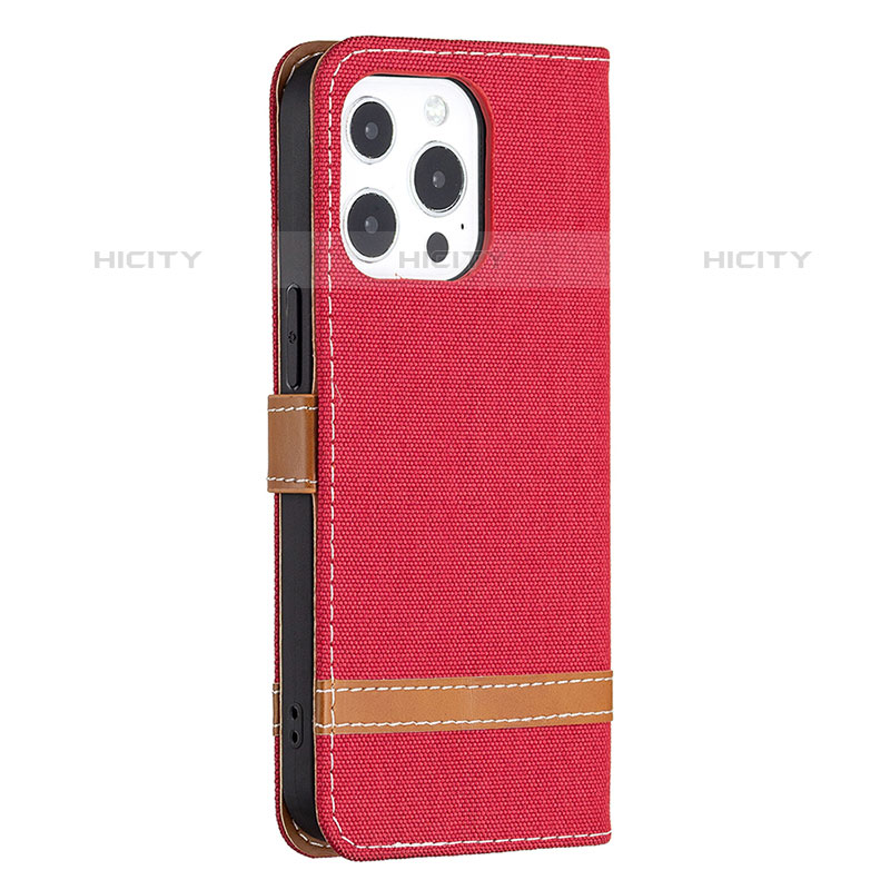 Custodia Portafoglio In stoffa con Supporto per Apple iPhone 15 Pro Rosso