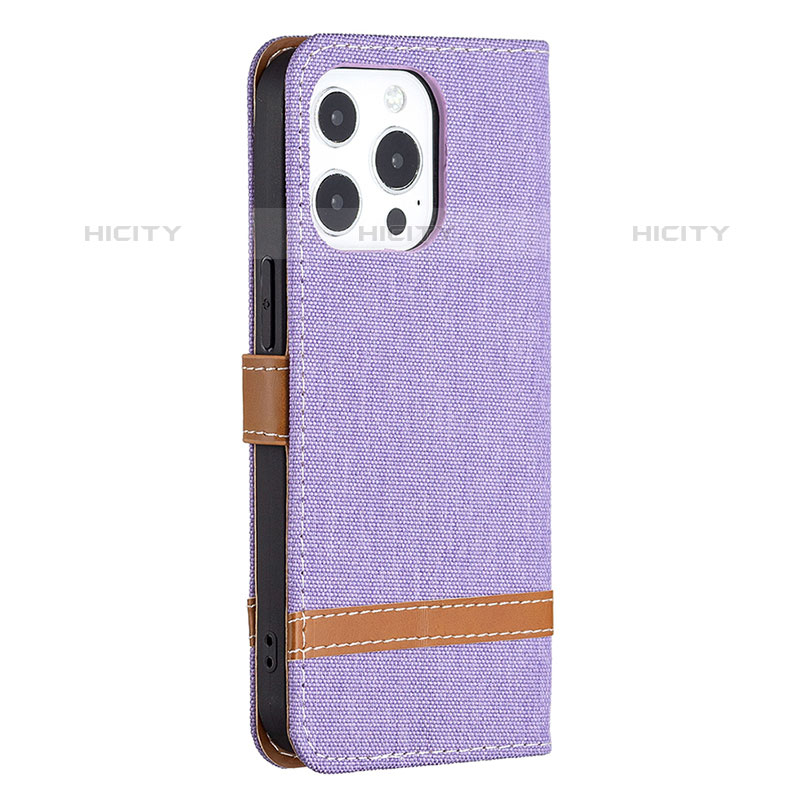 Custodia Portafoglio In stoffa con Supporto per Apple iPhone 15 Pro Viola