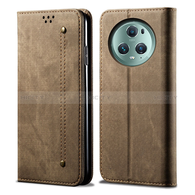 Custodia Portafoglio In stoffa con Supporto per Huawei Honor Magic5 5G Khaki