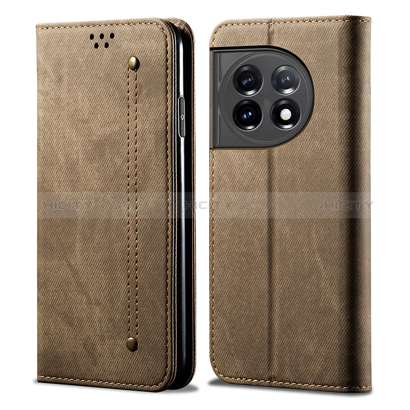 Custodia Portafoglio In stoffa con Supporto per OnePlus Ace 2 Pro 5G Khaki