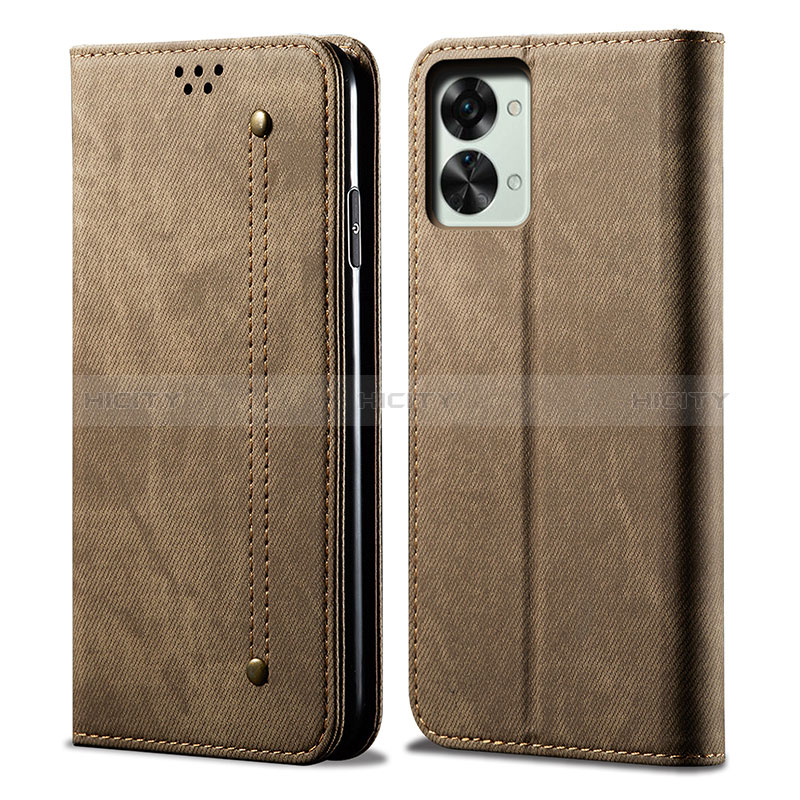 Custodia Portafoglio In stoffa con Supporto per OnePlus Nord 2T 5G Khaki