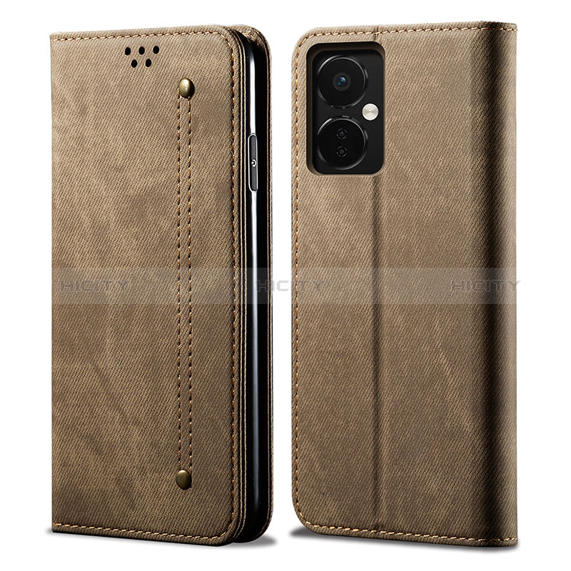 Custodia Portafoglio In stoffa con Supporto per OnePlus Nord CE 3 5G Khaki