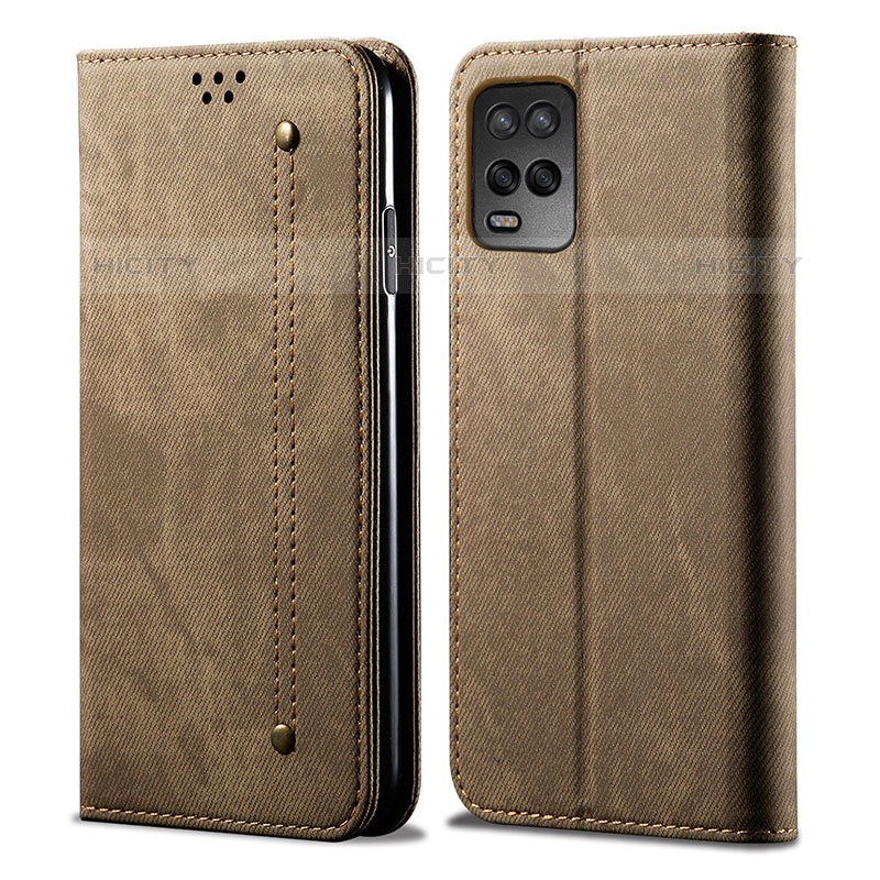 Custodia Portafoglio In stoffa con Supporto per Oppo A54 4G Khaki