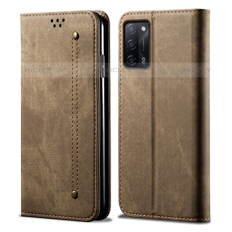 Custodia Portafoglio In stoffa con Supporto per Oppo A55 5G Khaki