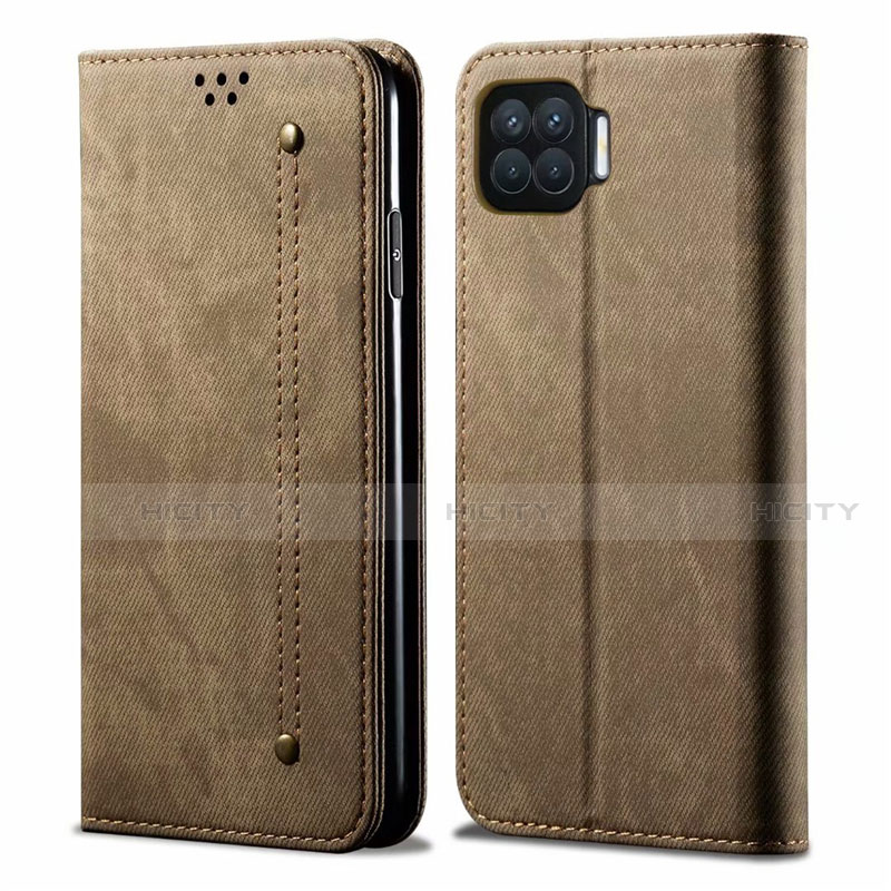 Custodia Portafoglio In stoffa con Supporto per Oppo A73 (2020) Khaki