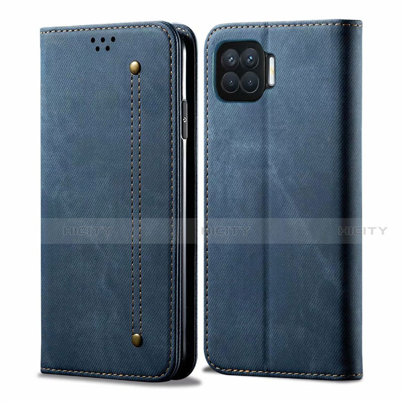 Custodia Portafoglio In stoffa con Supporto per Oppo F17 Pro Blu