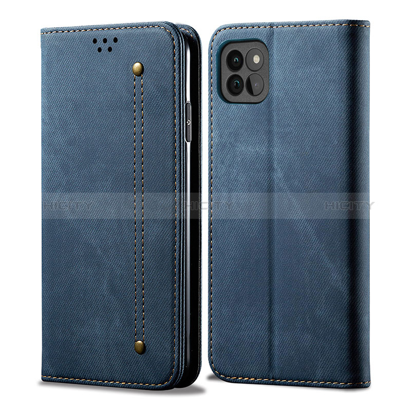 Custodia Portafoglio In stoffa con Supporto per Samsung Galaxy A22s 5G Blu