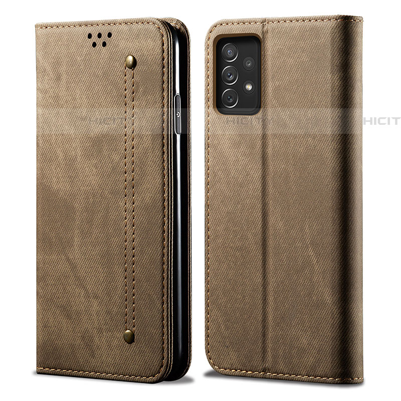 Custodia Portafoglio In stoffa con Supporto per Samsung Galaxy A52 4G Khaki