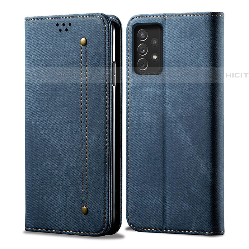 Custodia Portafoglio In stoffa con Supporto per Samsung Galaxy A72 5G Blu